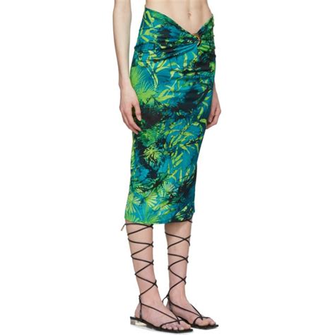 Versace: Green Jungle Print Skirt 